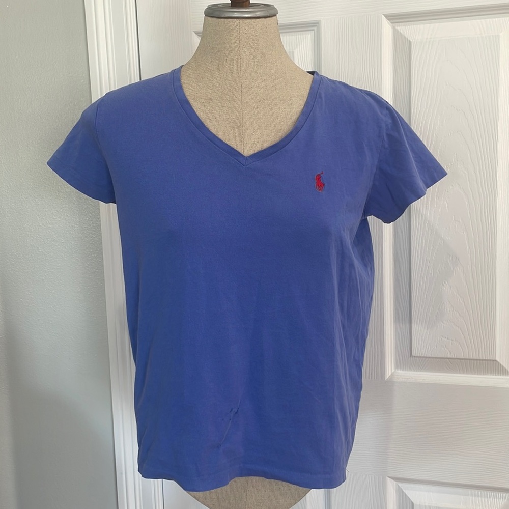 Vintage 1990s Ralph Lauren sport top short sleeve 100% cotton blue womens size M